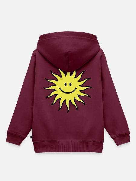 Sun - Lachende Sonne - Kinder Premium Organic Hoodie - Burgunderrot