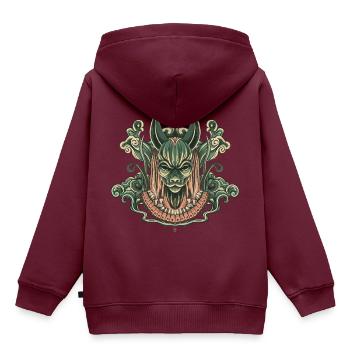Anubis - Kinder Premium Organic Hoodie - Burgunderrot - Hinten - AI Model Kid Female (0cm)