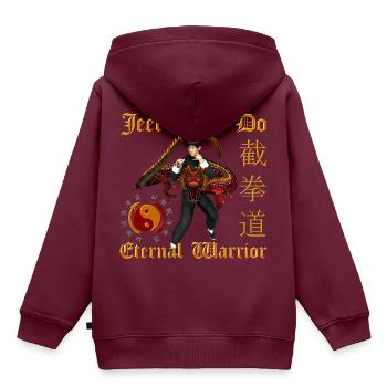 Jeet Kune Do Krieger - Kinder Premium Organic Hoodie - Burgunderrot - Hinten - AI Model Kid Female (0cm)