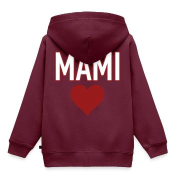 MAMI Herz I Mami ist die beste - Kinder Premium Organic Hoodie - Burgunderrot - Hinten - AI Model Kid Female (0cm)
