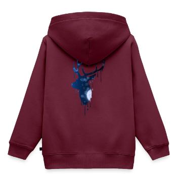 Hirsch Weihnachten - Kinder Premium Organic Hoodie - Burgunderrot - Hinten - AI Model Kid Female (0cm)