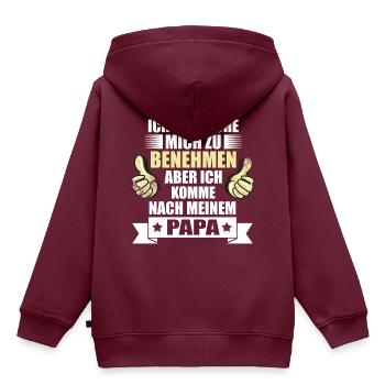 Papa Vater Sohn Tochter Kinder Eltern Geschenk - Kinder Premium Organic Hoodie - Burgunderrot - Hinten - AI Model Kid Female (0cm)