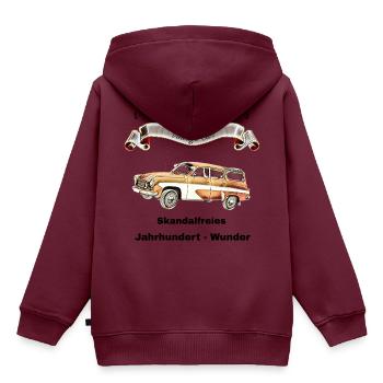 Wartburg Freunde - Ostalgie - Kinder Premium Organic Hoodie - Burgunderrot - Hinten - AI Model Kid Female (0cm)