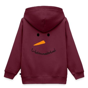 Schneemann Weihnachten Winter Frost lustig - Kinder Premium Organic Hoodie - Burgunderrot - Hinten - AI Model Kid Female (0cm)