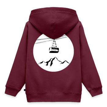 Berg mit Gondel schwarz - Kinder Premium Organic Hoodie - Burgunderrot - Hinten - AI Model Kid Female (0cm)