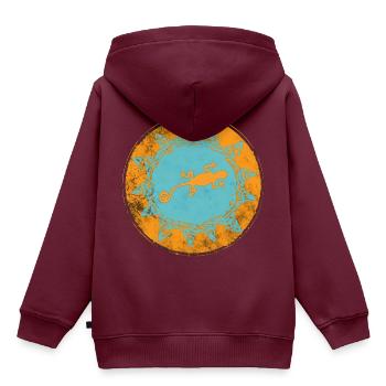 "Baleares spain" (beidseitig bedruckt!) - Kinder Premium Organic Hoodie - Burgunderrot - Hinten - AI Model Kid Female (0cm)