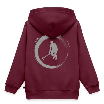 Hockey - Kinder Premium Organic Hoodie - Burgunderrot - Hinten - AI Model Kid Female (0cm)