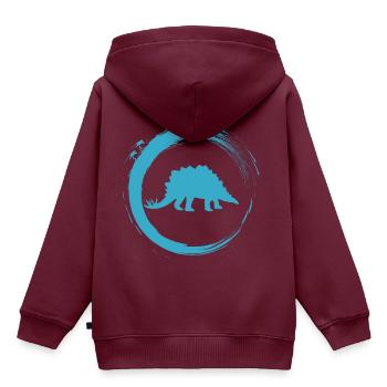 Dinosaurier - Kinder Premium Organic Hoodie - Burgunderrot - Hinten - AI Model Kid Female (0cm)
