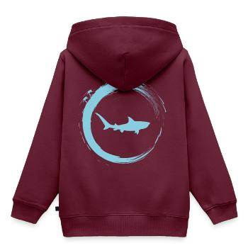 Hai - Kinder Premium Organic Hoodie - Burgunderrot - Hinten - AI Model Kid Female (0cm)