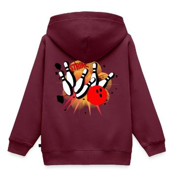 Bowling Strike - Kinder Premium Organic Hoodie - Burgunderrot - Hinten - AI Model Kid Female (0cm)