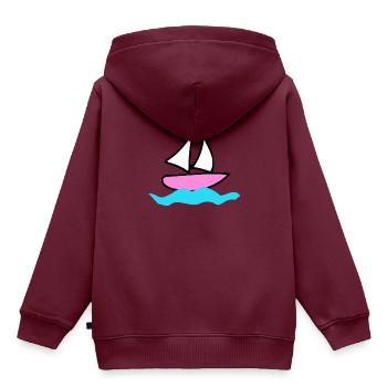 Boot - Kinder Premium Organic Hoodie - Burgunderrot - Hinten - AI Model Kid Female (0cm)