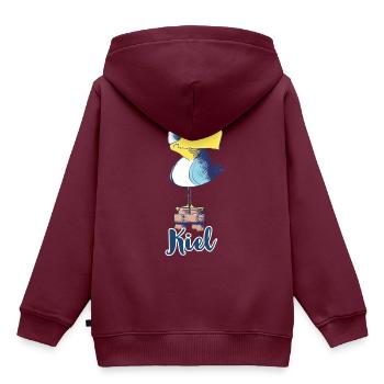 Freche Kiel Möwe - Kinder Premium Organic Hoodie - Burgunderrot - Hinten - AI Model Kid Female (0cm)