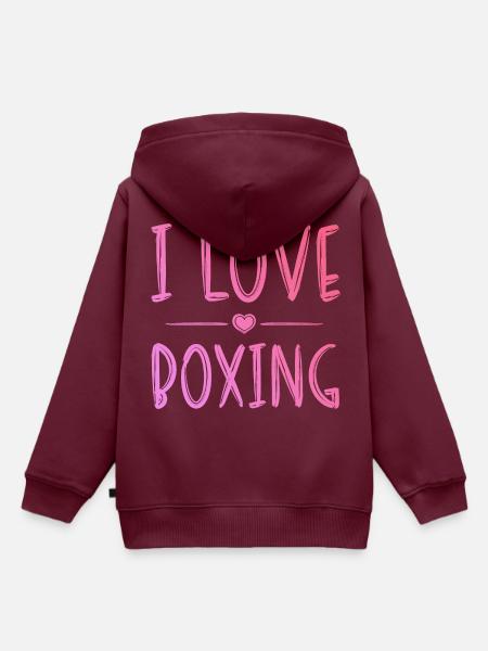 Ich liebe Boxen - Kinder Premium Organic Hoodie - Burgunderrot