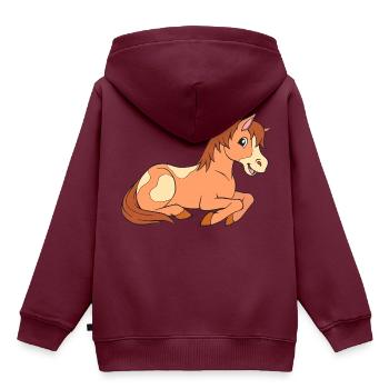 Kleines Fohlen für Kinder - Kinder Premium Organic Hoodie - Burgunderrot - Hinten - AI Model Kid Female (0cm)