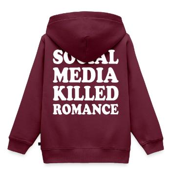 social media killed romance - Kinder Premium Organic Hoodie - Burgunderrot - Hinten - AI Model Kid Female (0cm)