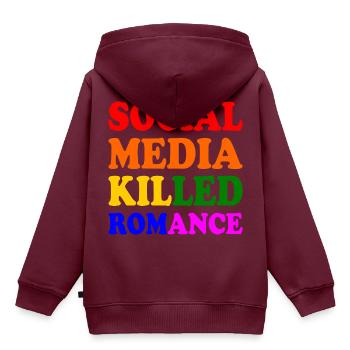 social media killed romance - Kinder Premium Organic Hoodie - Burgunderrot - Hinten - AI Model Kid Female (0cm)