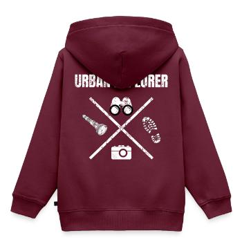 Urban Explorer lost places Urbexing caches - Kinder Premium Organic Hoodie - Burgunderrot - Hinten - AI Model Kid Female (0cm)