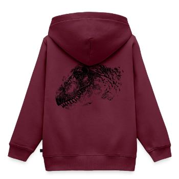 T-Rex - Kinder Premium Organic Hoodie - Burgunderrot - Hinten - AI Model Kid Female (0cm)