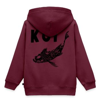 Koi - Kinder Premium Organic Hoodie - Burgunderrot - Hinten - AI Model Kid Female (0cm)