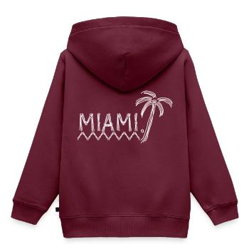 Miami - Kinder Premium Organic Hoodie - Burgunderrot - Hinten - AI Model Kid Female (0cm)