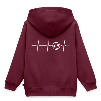 Fußball Herzschlag Heartbeat Geschenk - Kinder Premium Organic Hoodie - Burgunderrot - Hinten - AI Model Kid Female (0cm)