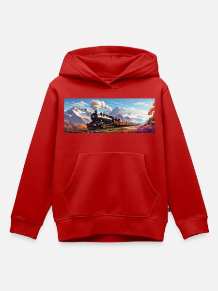 Nostalgischer Eisenbahnzug mit Dampflokomotive - Kinder Premium Organic Hoodie - Rot