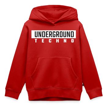 Underground Techno - Sweat Premium à capuche enfant bio - rouge - Devant - AI Model Kid Female (0cm)