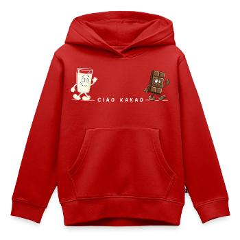 Ciao Kakao Milch Schokolade Wortspiel Humor - Kinder Premium Organic Hoodie - Rot - Vorne - AI Model Kid Female (0cm)