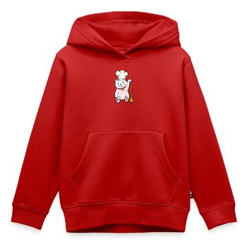 Cat Cuisinier Cuisinier Cuisinier Hôte - Sweat Premium à capuche enfant bio - rouge - Devant - AI Model Kid Female (0cm)