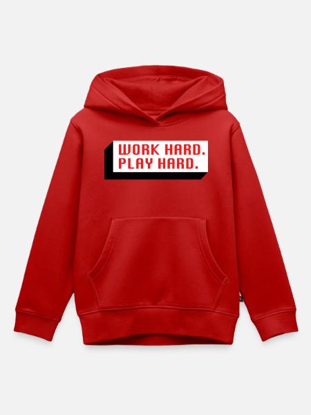 Work Hard. Play Hard. (Rot) - Kinder Premium Organic Hoodie - Rot