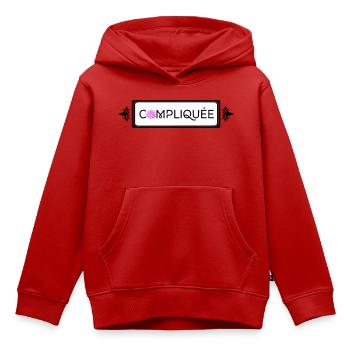 Compliquée - Sweat Premium à capuche enfant bio - rouge - Devant - AI Model Kid Female (0cm)