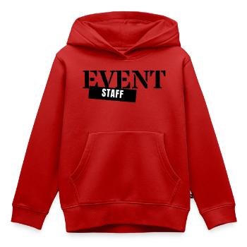 Personnel de l’événement - Personnel de l’équipe d’équipe - Sweat Premium à capuche enfant bio - rouge - Devant - AI Model Kid Female (0cm)