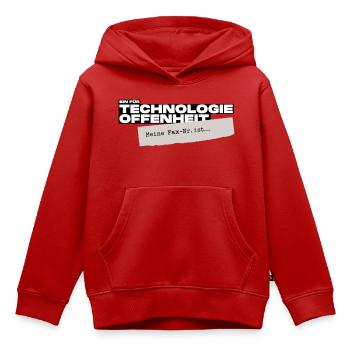 Bin für Technologieoffenheit – Meine Fax-Nr. ist… - Kinder Premium Organic Hoodie - Rot - Vorne - AI Model Kid Female (0cm)