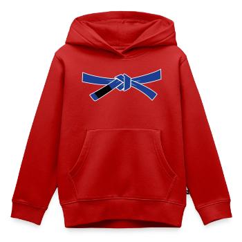 Ceinture bleue - Ceinture bleue - Sweat Premium à capuche enfant bio - rouge - Devant - AI Model Kid Female (0cm)