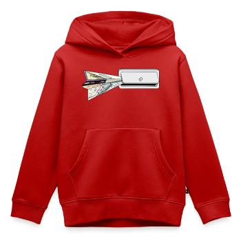 PLAN - Kids Premium Organic Hoodie - red - Front - AI Model Kid Female (0cm)