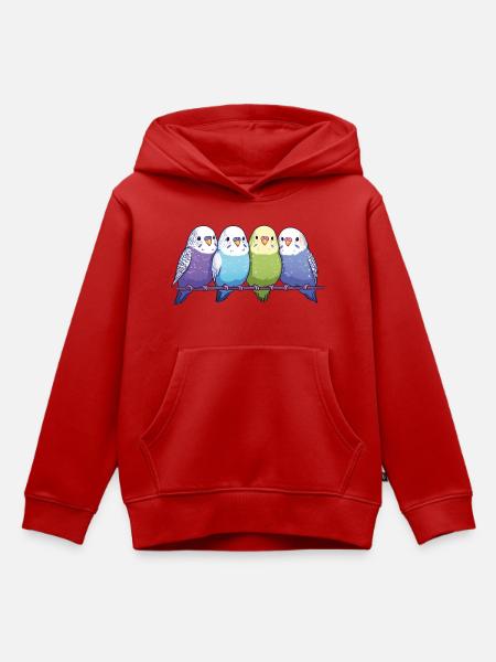Lustige Wellensittiche - Kinder Premium Organic Hoodie - Rot