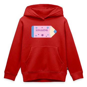 Crayon de couleur rose bleu clair petites fleurs - Écolier - Sweat Premium à capuche enfant bio - rouge - Devant - AI Model Kid Female (0cm)