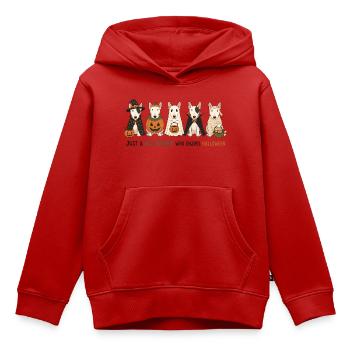 Bullterrier-Halloween-Crew - Kinder Premium Organic Hoodie - Rot - Vorne - AI Model Kid Female (0cm)