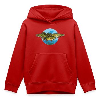Perch, pike, zander, predator, fishing - Kids Premium Organic Hoodie - red - Front - AI Model Kid Female (0cm)