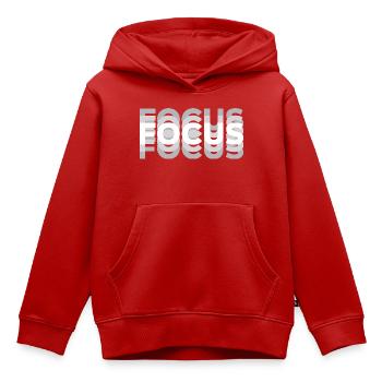 Focus Optische Täuschung Typografie Motiv - Kinder Premium Organic Hoodie - Rot - Vorne - AI Model Kid Female (0cm)