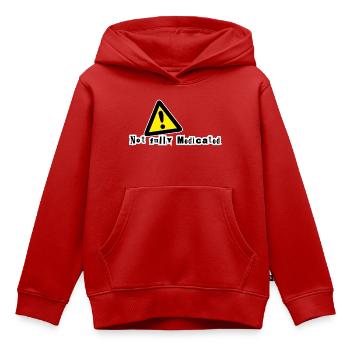 Pas complètement médicamenté - Sweat Premium à capuche enfant bio - rouge - Devant - AI Model Kid Female (0cm)
