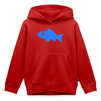Blauer Fisch Silhouette - Kinder Premium Organic Hoodie - Rot - Vorne - AI Model Kid Female (0cm)