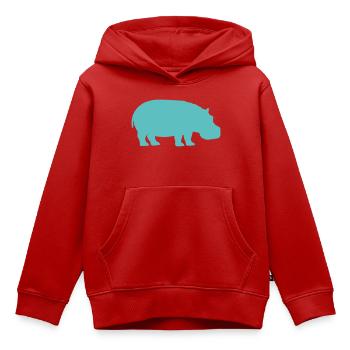 Silhouette d’hippopotame turquoise - Sweat Premium à capuche enfant bio - rouge - Devant - AI Model Kid Female (0cm)