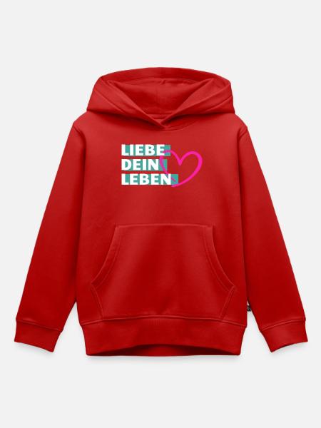 Liebe Dein Leben Herzmotiv - Kinder Premium Organic Hoodie - Rot