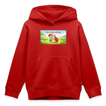 GIB EINE UMARMUNG, LADYBUG, - Kinder Premium Organic Hoodie - Rot - Vorne - AI Model Kid Female (0cm)