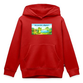 BIS SPÄTER, ALLIGATOR. - Kinder Premium Organic Hoodie - Rot - Vorne - AI Model Kid Female (0cm)