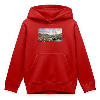 Floral Sky Balloon Traumlandschaft - Kinder Premium Organic Hoodie - Rot - Vorne - AI Model Kid Female (0cm)