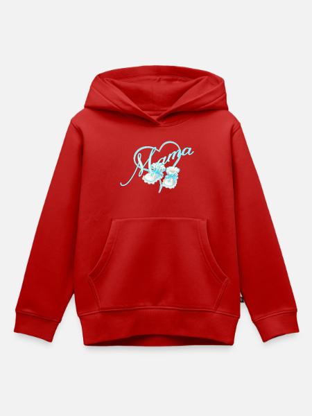 Mama mit Herz & Babyschuhe in Himmelblau - Kinder Premium Organic Hoodie - Rot