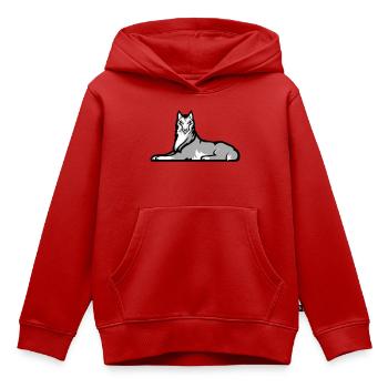 Loup solitaire tchétchène - Sweat Premium à capuche enfant bio - rouge - Devant - AI Model Kid Female (0cm)