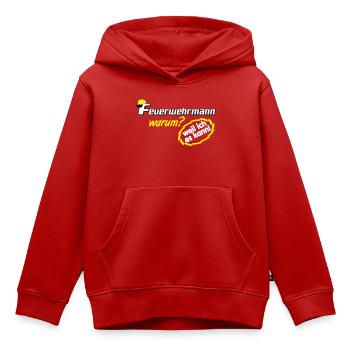 Pompier volontaire, pompier parce que je (25 - Sweat Premium à capuche enfant bio - rouge - Devant - AI Model Kid Female (0cm)